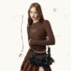 【Starfall】Handbag Black Silver Luxury Leather Cross-body Bag