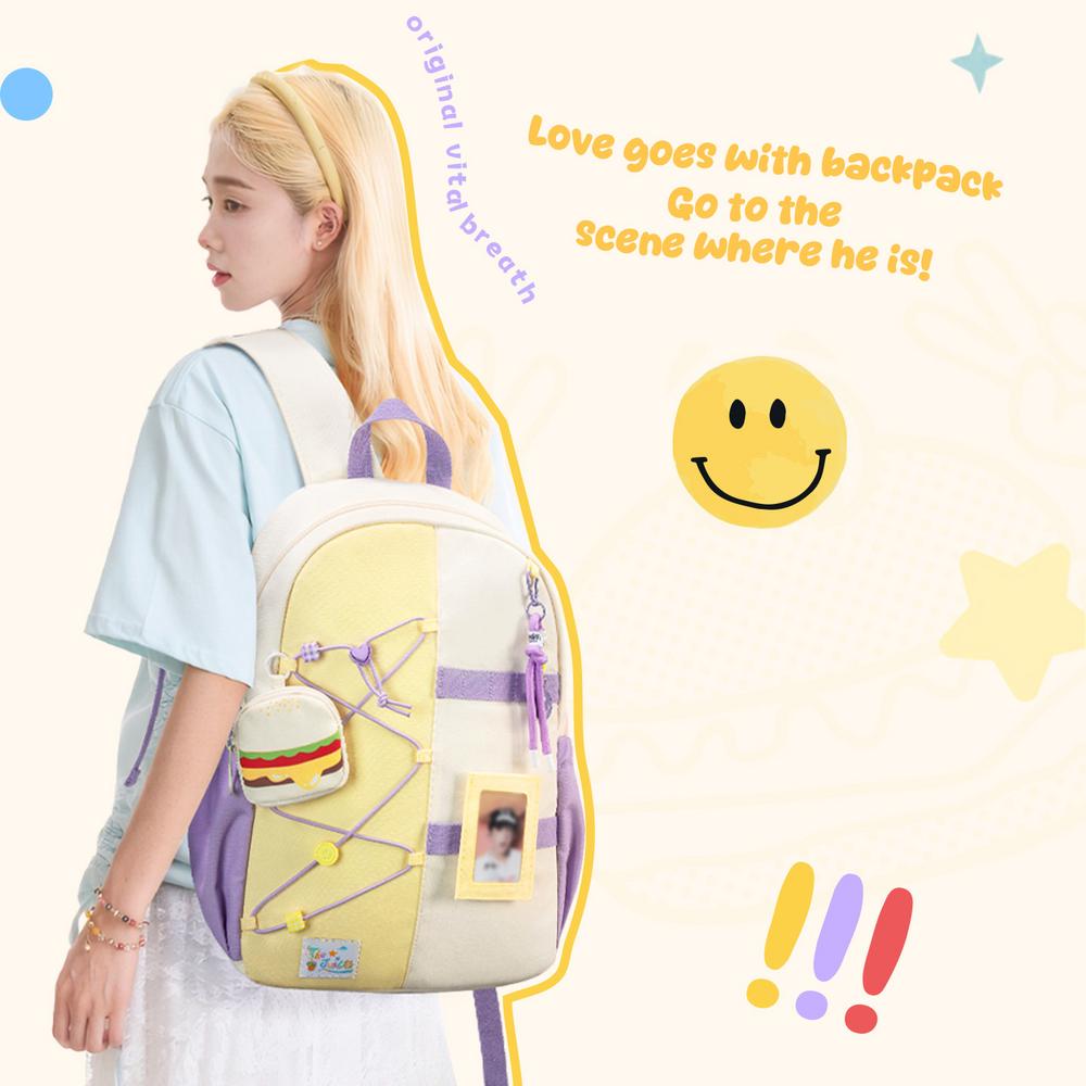 A uniquely designed hamburger-themed anime backpack, demonstrating creative application of materials.