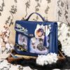 【Not Easy】Briefcase Oriental Classical Style Blue Ita Pain Bag