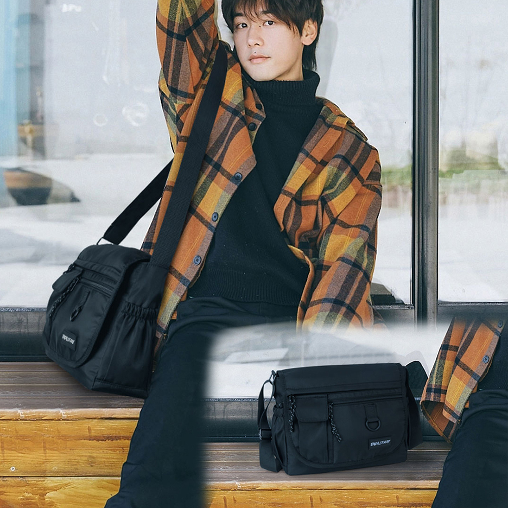 Waterproof Bag Cross-body Logo Customizable Black Student Shoulder Book Bag