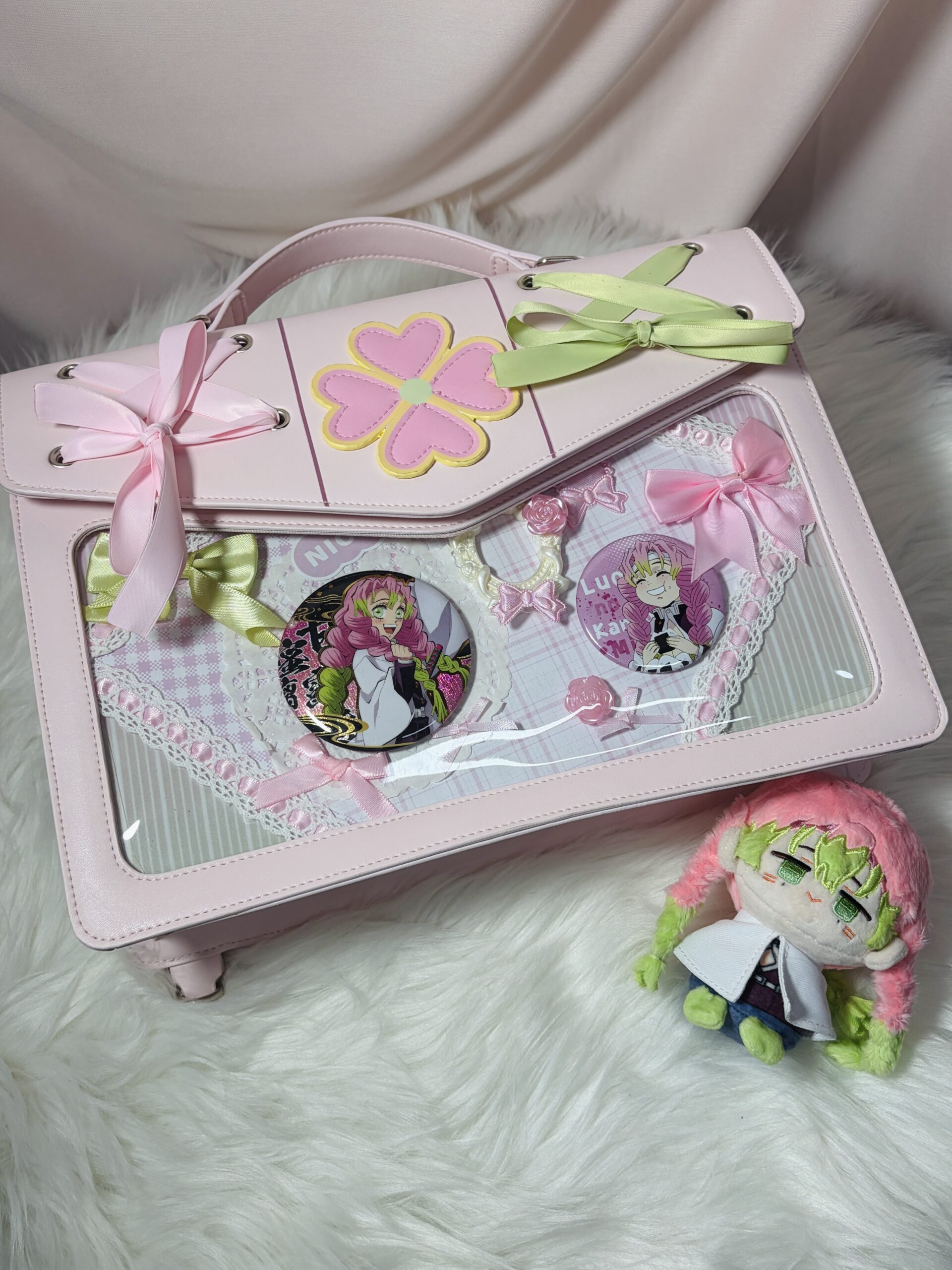 Kanroji Mitsuri Pink Double-Layer Ita Bag with Bow