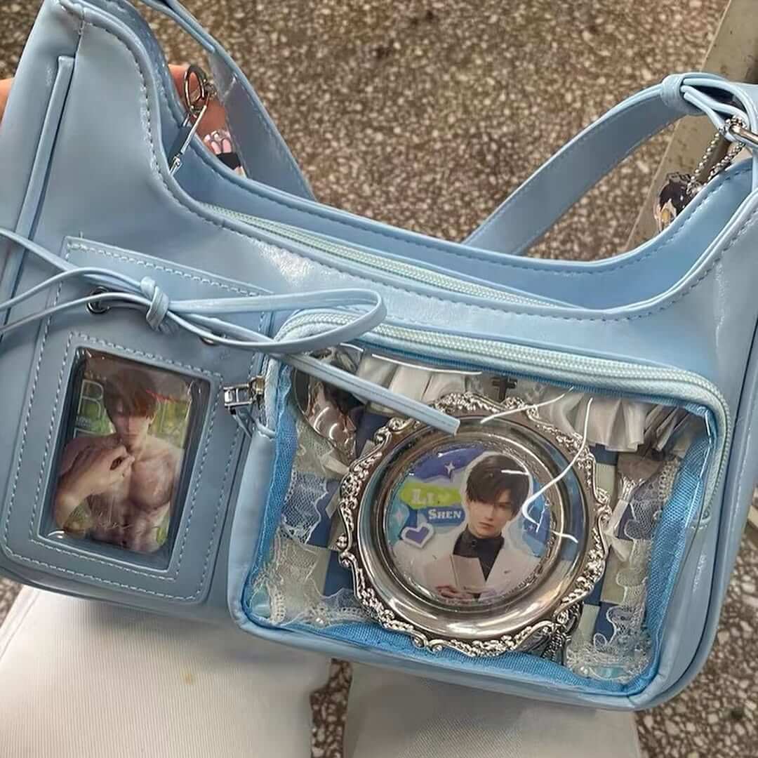 Casual Light Blue Multi-Pocket Bag