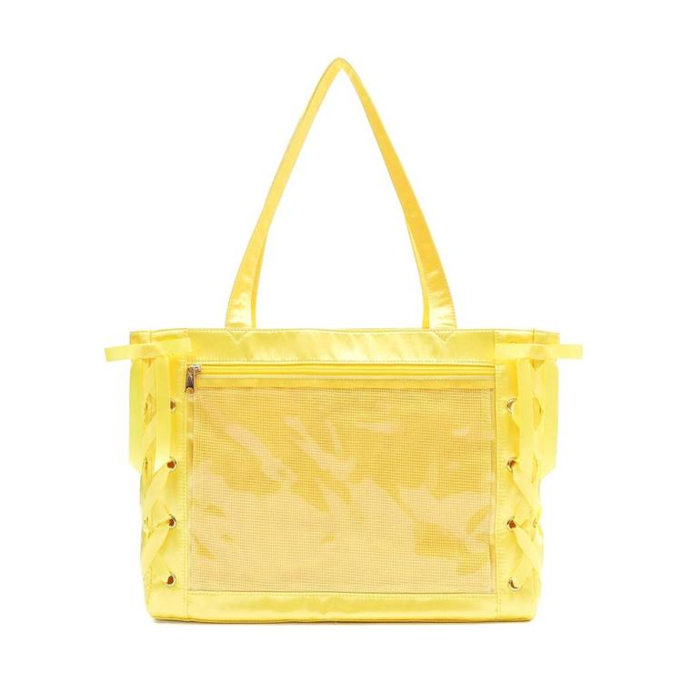 Yellow Ribbon Lace-Up Canvas Tote