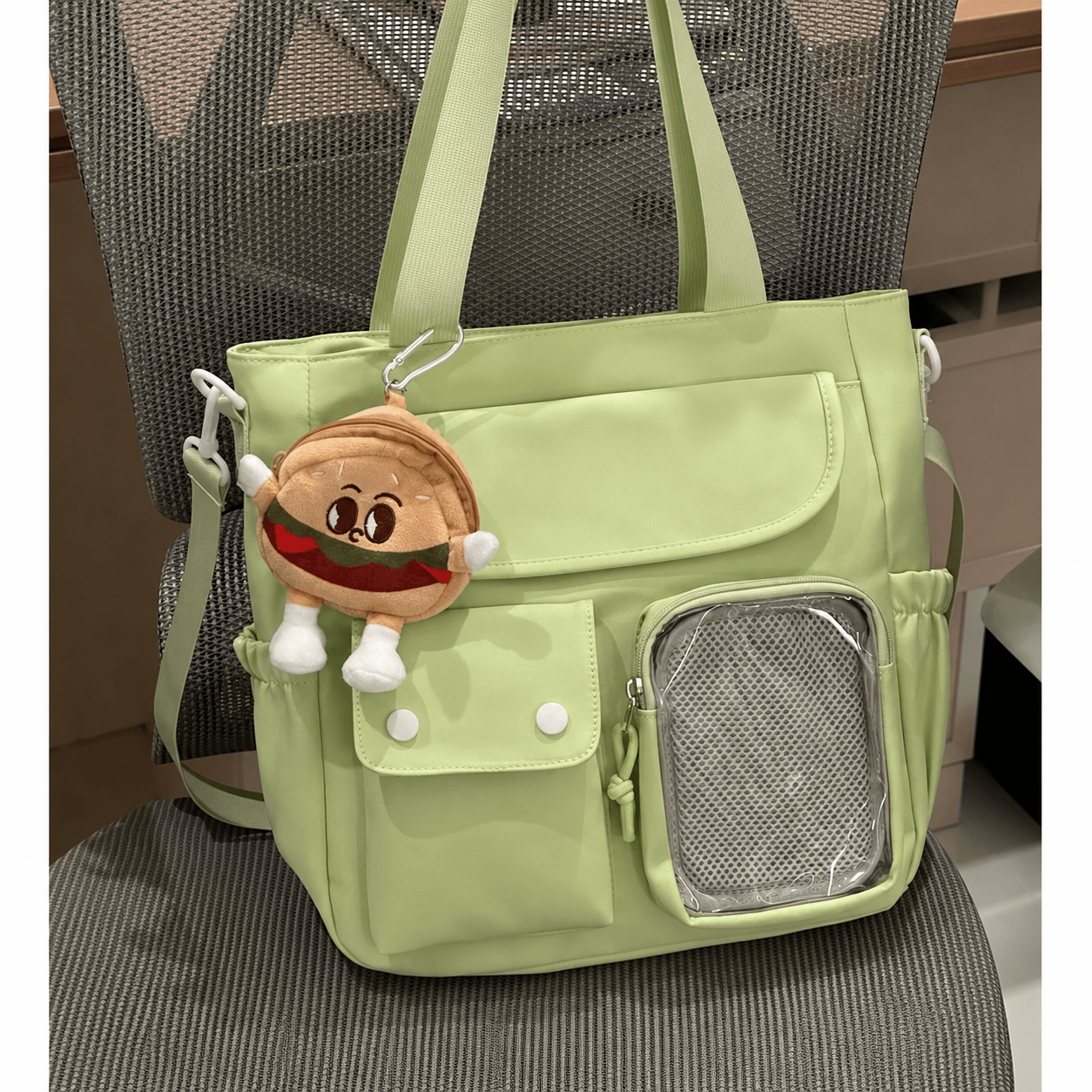 Light Green Multi-Pocket Tote