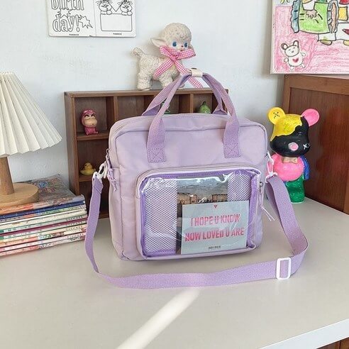 Lavender Nylon Crossbody Tote