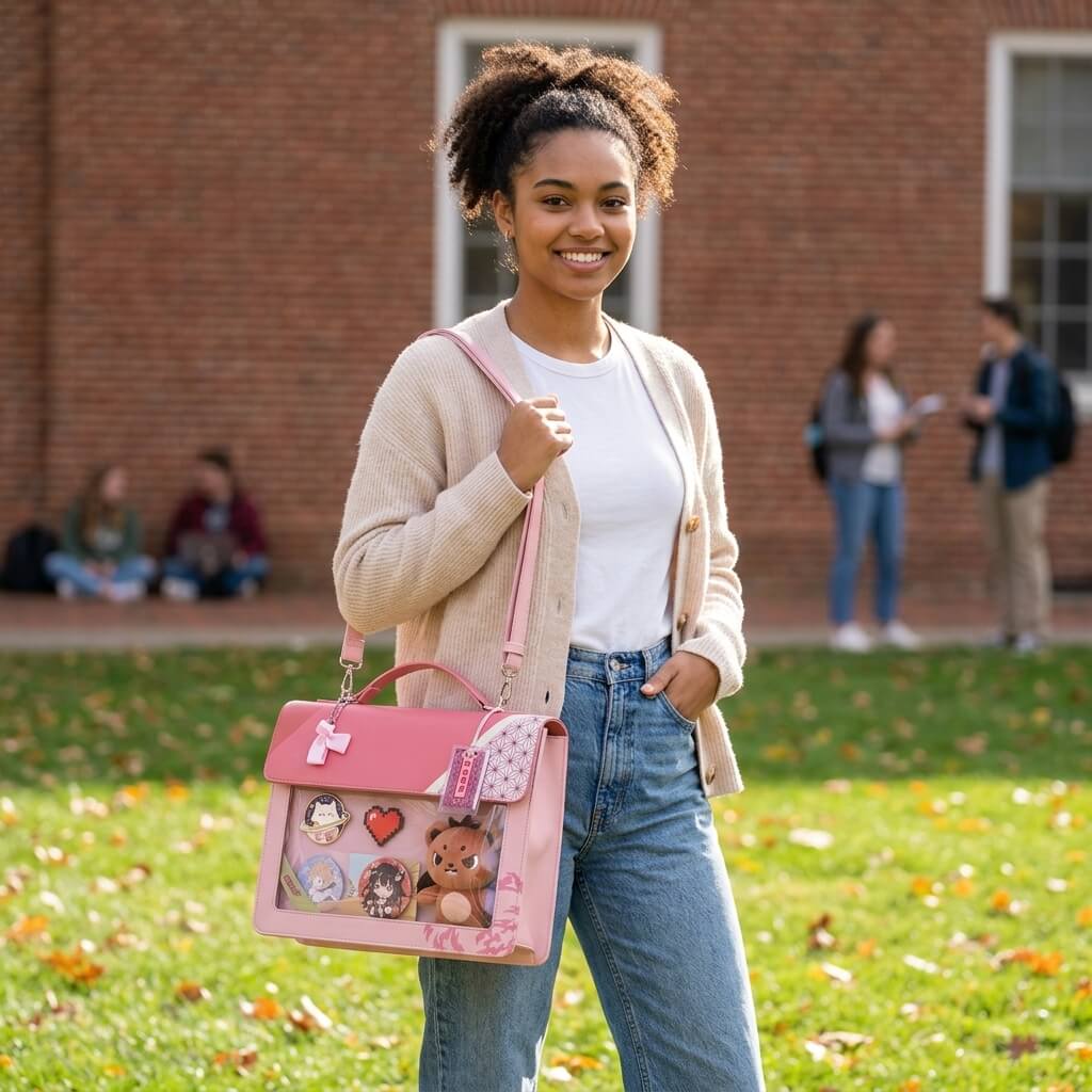 Styling the Pink Sakura Bamboo Ita Bag for Kawaii and Streetwear Fashion