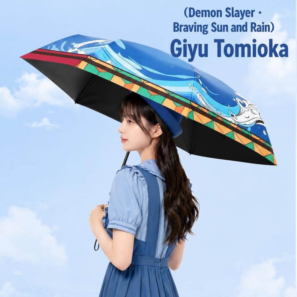 【Ocean Wave & Split Pattern】 Compact Anti-UV Sun & Rain Umbrella – Water Element Aesthetic Folding Parasol