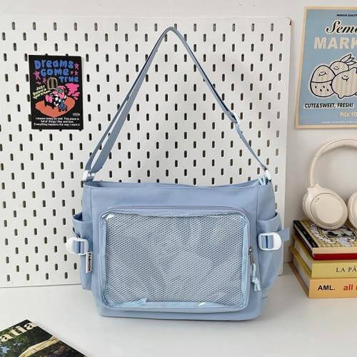 Light Blue Nylon Messenger