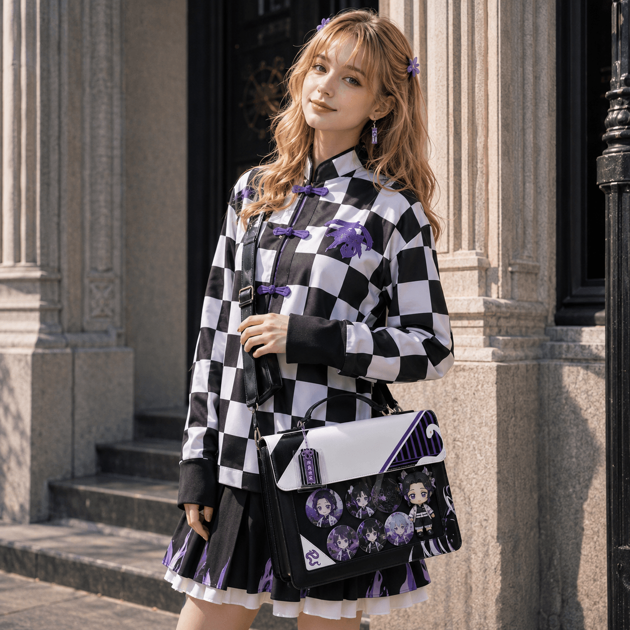 Serpent Guard Heart Gothic Black & Purple Satchel Ita Bag Showcase